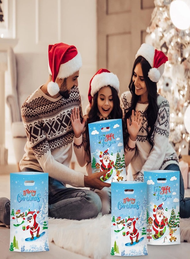 PERFQU 40 Pcs Merry Christmas Gift Bags with Handles - Winter Xmas Treat Bags for Kids, Cool Santa Claus Plastic Small Candy Goody Goodie Snack Bags Bulk for Christmas Party Decorations Supplies Favors - Image 2